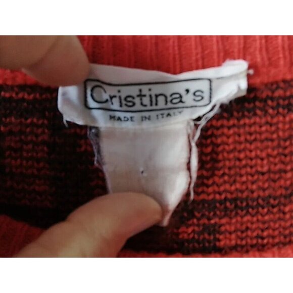 Vintage Sweater 80s Red Black Abstract Long Retro Nostalgia Slouchy - Picture 2 of 12